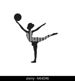 Gymnastique fille silhouette sport boule sportive Illustration de Vecteur