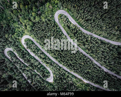 Route sinueuse dans la forêt vue d'en haut Banque D'Images