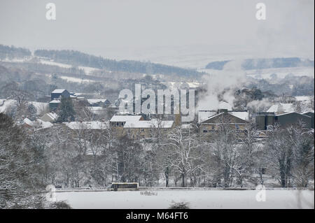 La neige à Masham avec la permission de la "bête de l'Est' Yorkshire UK Banque D'Images