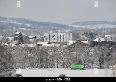 La neige à Masham avec la permission de la "bête de l'Est' Yorkshire UK Banque D'Images