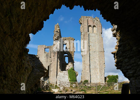 Château de Corfe médiévale garder jusqu'cloase, construit en 1086 par Guillaume le Conquérant, Dorset Angleterre Banque D'Images