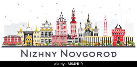 Nizhny Novgorod Russie Ville avec des bâtiments couleur isolé sur fond blanc. Vector Illustration. Les voyages d'affaires et tourisme Illustration de Vecteur