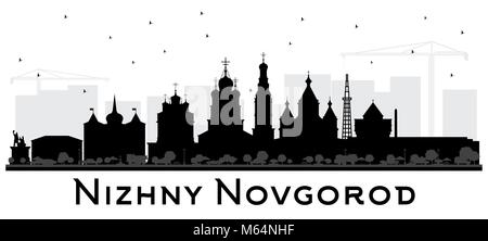 Nizhny Novgorod Russie Ville Silhouette aux bâtiments noir isolé sur fond blanc. Vector Illustration. Les voyages d'affaires Illustration de Vecteur