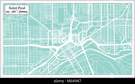 Saint Paul Minnesota USA Plan de ville en style rétro. Une carte de Noël. Vector Illustration. Illustration de Vecteur