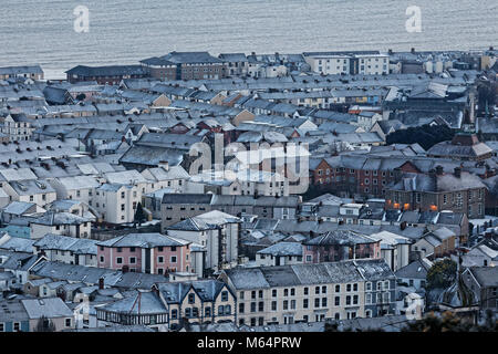 Sur la photo : maisons de la Brynmill et zones Sandfields causé par la "bête de l'Est' à Swansea, Pays de Galles, Royaume-Uni. Mercredi 28 Février Banque D'Images