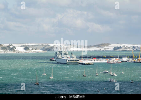 Tempête de neige envoie à la côte de Falmouth Banque D'Images