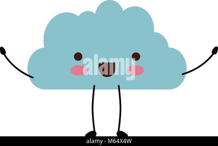 Nuages mignons personnages kawaii Illustration de Vecteur