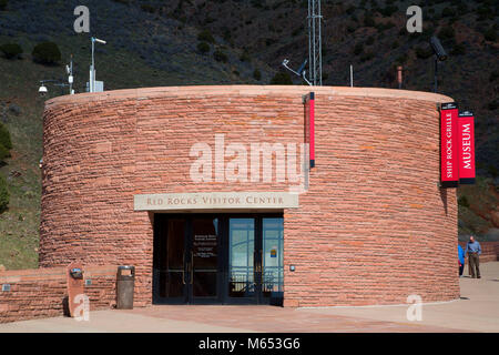 Centre d'accueil, le Red Rocks Park, comté de Jefferson, Colorado Banque D'Images