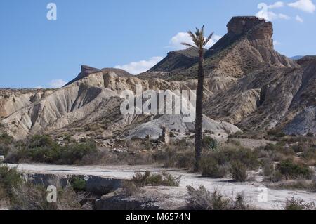 Vues des régions sauvages du désert de Tabernas, Almeria, Espagne Banque D'Images