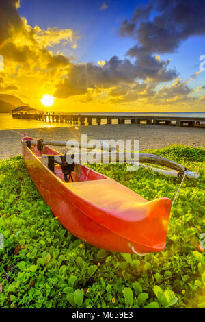 Baie d'Hanalei sur Kauai Banque D'Images