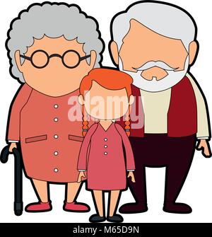 Couple de grands-parents avec petite-fille vecteur illustration design personnages avatars Illustration de Vecteur