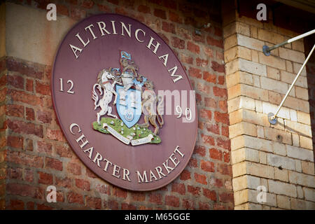 Altrincham, Cheshire, études de marché et de Grade II Market House, dans le centre-ville. Le Grand Manchester les plus prometteuses de la destination foodie Banque D'Images