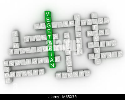 Mot végétarien imagen 3d concept cloud. Banque D'Images
