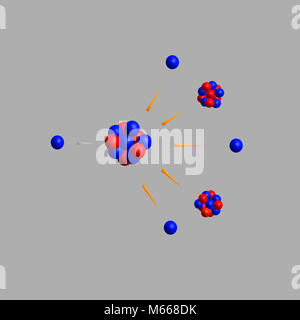 Schéma de la fission nucléaire - particules élémentaires théorie physique Banque D'Images