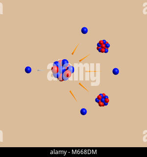 Schéma de la fission nucléaire - particules élémentaires théorie physique Banque D'Images