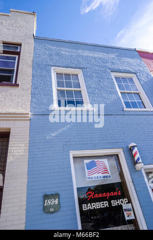 Lewisburg Virginie occidentale, Appalachian Appalachia Allegheny Mountains, Washington Street, visite à pied, Old Barber shop, grand public, construit en 1834, Voyage des visiteurs Banque D'Images