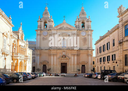 Également connu sous le nom de Mdina Medina - Malte. Vieux Centre-ville, célèbre cathédrale Banque D'Images