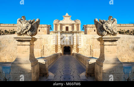 Portes de la ville de Mdina. Ancienne forteresse. Malte Banque D'Images