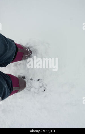 Marcher dans la neige Banque D'Images