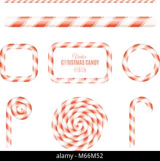 Brosse de Noël rouge et blanc de Lucette. Noël sucre lollipop. Images de bonbons. Candy pour les vacances. Nouvelle Année. Vector illustration Illustration de Vecteur