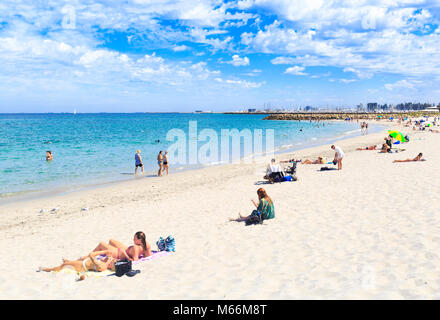 Fremantle. Plage du Sud sur une journée d'été. Banque D'Images