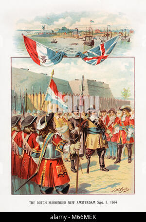 Années 1600, le gouverneur hollandais Peter Stuyvesant SE REND À NEW AMSTERDAM LE 8 SEPTEMBRE 1664 ANGLAIS NEW YORK de l'Amérique coloniale - kh13298 CPC001 NYC HARS UNIFORMES POLITIQUE UNE PERSONNE AVEC D'AUTRES VILLES NEW YORK NEW YORK CITY 1600 REMISE 1664 colonies mâles Directeur général de l'origine ethnique caucasienne GOUVERNEUR NEW AMSTERDAM NEW NETHERLAND OLD FASHIONED PERSONNES 8 SEPTEMBRE STUYVESANT remet à la jambe de bois Banque D'Images