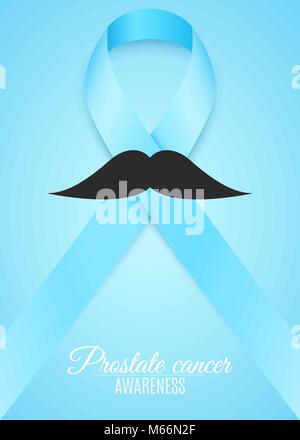 Ruban cancer de la prostate la sensibilisation. La lutte contre le cancer. Ruban bleu clair avec une moustache de l'homme. Le mois de novembre. Vector illustration Illustration de Vecteur