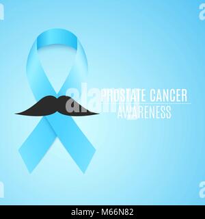 Ruban cancer de la prostate la sensibilisation. La lutte contre le cancer. Ruban bleu avec une moustache de l'homme. Le mois de novembre. Vector illustration Illustration de Vecteur