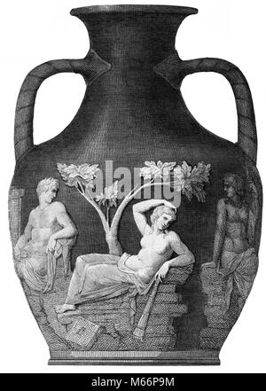 Gravure de Vase de Portland - Ier siècle avant J.-C. URNE EN VERRE CAMÉE ROMAIN AMPHORA - q64018 CPC001 ARTS HARS B&W NOIR ET BLANC BRITISH MUSEUM urne funéraire FUNÉRAIRE PERSONNES ANCIENNE Vase de Portland URNE EN VERRE CAMÉE ROMAIN Banque D'Images