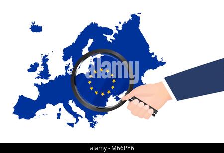 Loupe recherchez sur europe map vector Illustration de Vecteur