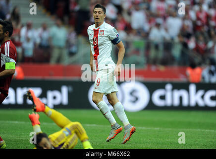 Varsovie, Pologne - 17 juin 2015 : EURO 2016 EURO France Football Cup Qualifiers l'Ecosse contre la Géorgie o/p Robert Lewandowski, Giorgi Loria Banque D'Images