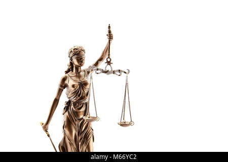 Blind statue en bronze de Justitia avec balance pour la Justice Banque D'Images