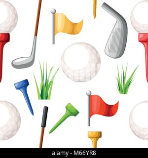 Modèle sans couture d'une balle de golf sur tee couleur différente et divers clubs de golf golf de l'herbe verte vector illustration isolé sur fond blanc page de site web et mobile app design Illustration de Vecteur