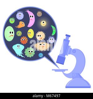 Série de dessins animés différents microbes. Backteria colorés de pandémie. Mauvais dangereux virus. Les Microbes Bactérie Monstres Illustration de Vecteur