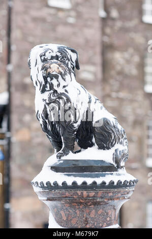 Edinburgh Scotland UK. 1er mars 2018. Météo britannique. La statue de Kampa couverts de neige dans le centre-ville d'Édimbourg Crédit : Lorenzo Dalberto/Alamy Live News Banque D'Images