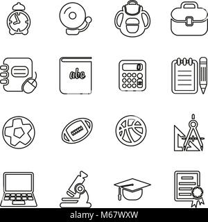 Les icônes de l'université fine ligne Vector Illustration Set Illustration de Vecteur