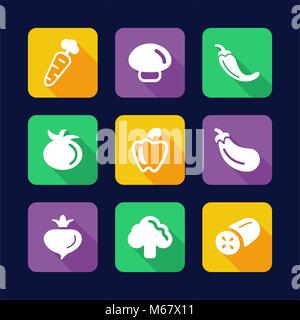 Icônes Design plat de légumes Illustration de Vecteur