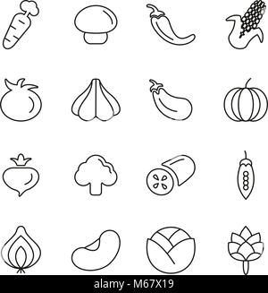 Icônes de légumes fine ligne Vector Illustration Set Illustration de Vecteur