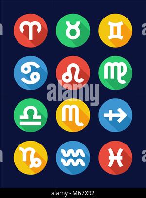 Zodiac Icons Cercle Design plat Illustration de Vecteur