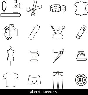 Atelier de couture icônes fine ligne Vector Illustration Set Illustration de Vecteur