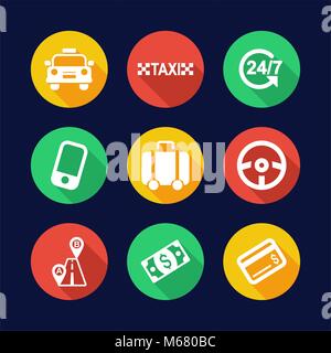Icônes Taxi Télévision Cercle Design Illustration de Vecteur