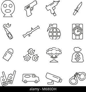 Des terroristes ou des icônes d'Assassin fine ligne Vector Illustration Set Illustration de Vecteur