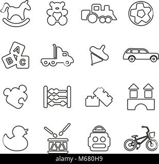Icônes jouets fine ligne Vector Illustration Set Illustration de Vecteur