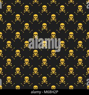 Abstract pattern. Crânes jaune sur fond noir. La mort dans l'obscurité. Mort. Vector illustration dans un style. EPS 8 Illustration de Vecteur