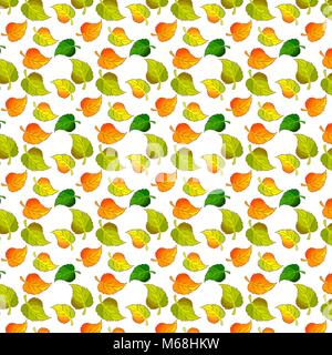 Feuilles de bouleau patern sur un fond transparent, vector, continu Illustration de Vecteur