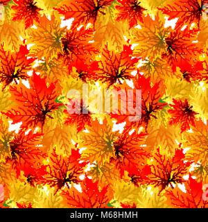 Modèle sans couture automne feuilles d'érable jaune vif Illustration de Vecteur