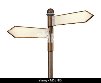 3D illustration d'indication d'orientation carrefour billet ou l'indécision avec un look en bois Banque D'Images