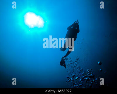 Diver silhouette ,Koh Tao en Thaïlande Banque D'Images