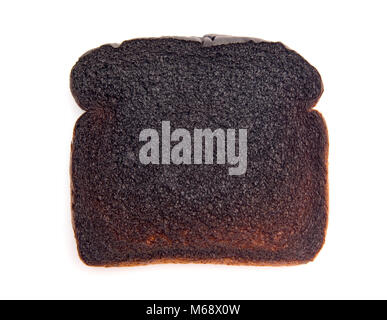 Burnt Toast sur un fond blanc Banque D'Images