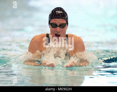 Mireia Belmonte de l'Espagne sur sa façon de gagner sa chaleur dans le Women's 400m GI pendant la première journée de l'EISM 2018 Championnats britanniques et à la Royal Commonwealth Pool, Édimbourg. ASSOCIATION DE PRESSE Photo. Photo date : Jeudi 1 mars 2018. Voir l'activité de natation Championnats. Crédit photo doit se lire : Ian Rutherford/PA Wire. Banque D'Images